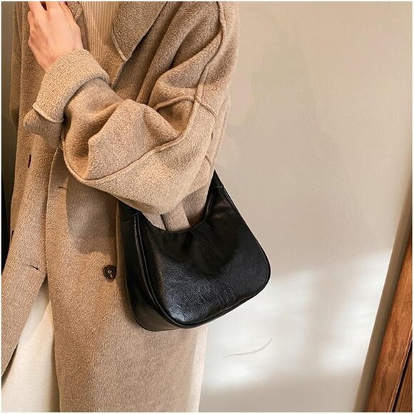 Slouchy PU Leather Tote Crossbody Hobo Bag for Women Casual Small Handbag - Picture 3 of 7